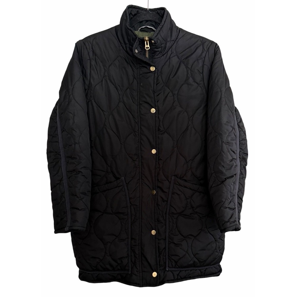 J Crew Signature Quilted Cocoon Puffer PrimaLoft Jacket Black Women's Medium